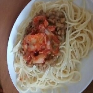 納豆キムチパスタ